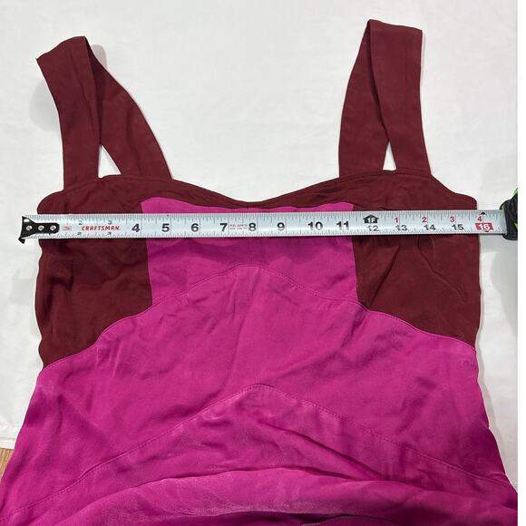 Maeve Womens Medium Sleeveless Seamed Slip Midi Dress Pink Wedding Guest Formal - Picture 10 of 11